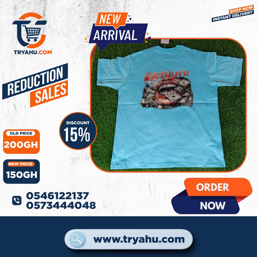 Buy Heavy 100% Cotton Men’s T-Shirts in Ghana | Premium Quality by Tryahu